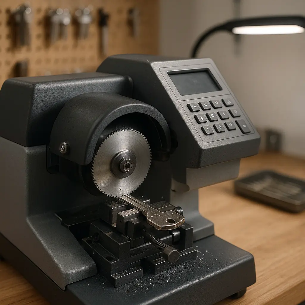 Nahaufnahme einer modernen Schlüsselschneidemaschine